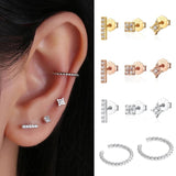 925 Silver Zircon Stud Earrings Set for Women