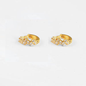 Gold-Plated Hoop Stud Chain Earrings with CZ Zircon for Women