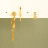 Gold-Plated Hoop Stud Chain Earrings with CZ Zircon for Women