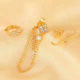 Gold-Plated Hoop Stud Chain Earrings with CZ Zircon for Women
