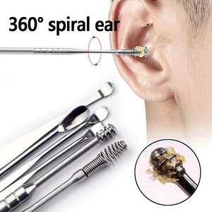 6Pcs Earwax Pickers Stainless Steel Ear Cleaner Curette Spoon Health Care Kit