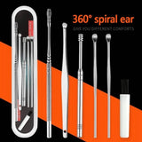 6Pcs Earwax Pickers Stainless Steel Ear Cleaner Curette Spoon Health Care Kit