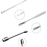 6Pcs Earwax Pickers Stainless Steel Ear Cleaner Curette Spoon Health Care Kit