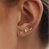 925 Silver CZ Stud & Huggie Earrings Set