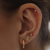 925 Silver CZ Stud & Huggie Earrings Set