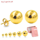 6Pairs Stainless Steel Ball Stud Earrings Set Women Jewelry Bulk Lot