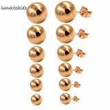 6Pairs Stainless Steel Ball Stud Earrings Set Women Jewelry Bulk Lot