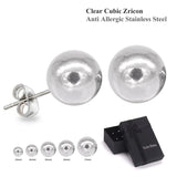 6Pairs Stainless Steel Ball Stud Earrings Set Women Jewelry Bulk Lot