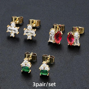 CZ Zircon Small Cartilage Earring Set Crystal Stud Earrings for Women