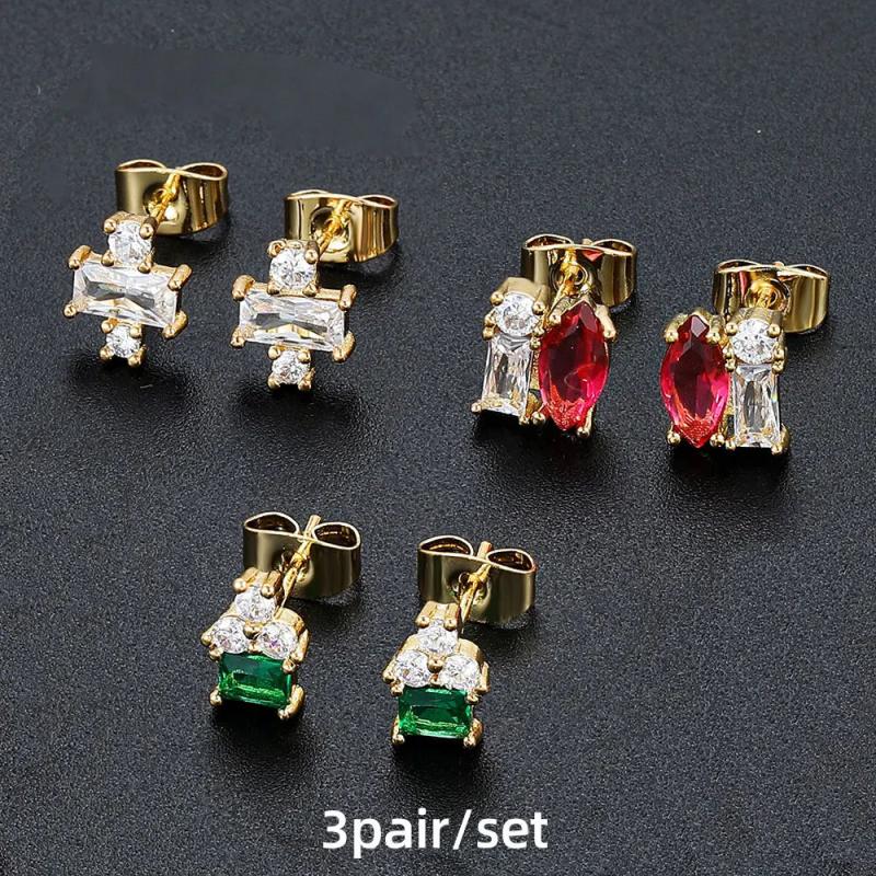 CZ Zircon Small Cartilage Earring Set Crystal Stud Earrings for Women