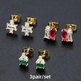 CZ Zircon Small Cartilage Earring Set Crystal Stud Earrings for Women