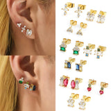 CZ Zircon Small Cartilage Earring Set Crystal Stud Earrings for Women