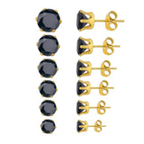 6Pairs Small Stud Earrings Sets Stainless Steel AAA Cubic Zircon