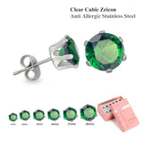 6Pairs Small Stud Earrings Sets Stainless Steel AAA Cubic Zircon