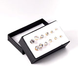 6Pairs Small Stud Earrings Sets Stainless Steel AAA Cubic Zircon