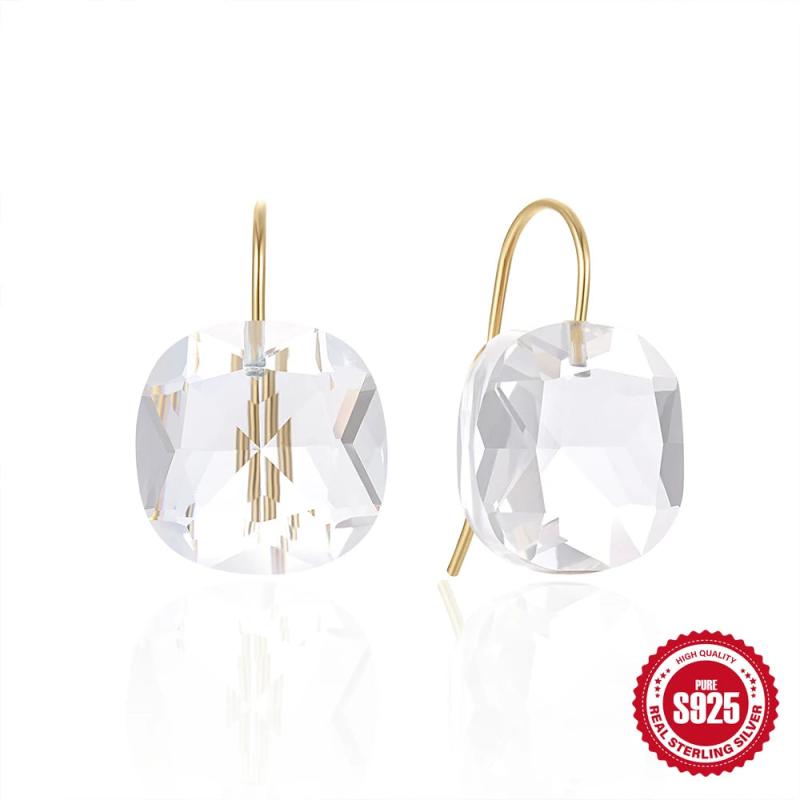 Colorful Zircon Jewelry Set, Sterling Silver Piercing Hook Earrings
