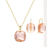 Colorful Zircon Jewelry Set, Sterling Silver Piercing Hook Earrings