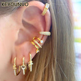 Zircon Filled Hoop Earrings Set for Women Piercing - Party Wedding Jewelry