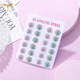 Stainless Steel Stud Earrings Set 12 Pairs Lot Ear Piercing Women Accessories