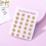 Stainless Steel Stud Earrings Set 12 Pairs Lot Ear Piercing Women Accessories