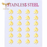 12 Pairs Stainless Steel Stud Earrings Set Flower Branch Leaf Clover Rose
