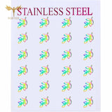 12 Pairs Stainless Steel Stud Earrings Set Flower Branch Leaf Clover Rose