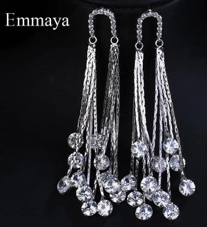 Elegance Tassels CZ Earrings Wedding Jewelry Gift