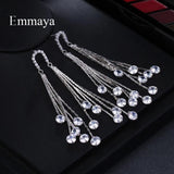 Elegance Tassels CZ Earrings Wedding Jewelry Gift