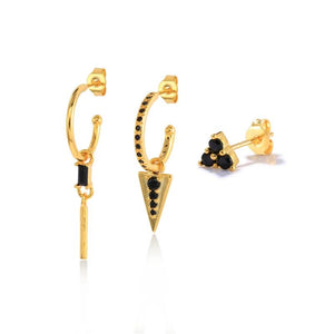 Colorful Zircon Plated Ear Stud Earrings Set