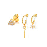 Colorful Zircon Plated Ear Stud Earrings Set