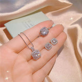 CZ Stud Earring Square Stone Fine Jewelry Wedding Engagement Accessories