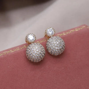 14K Plated Zircon Round Earrings for Women