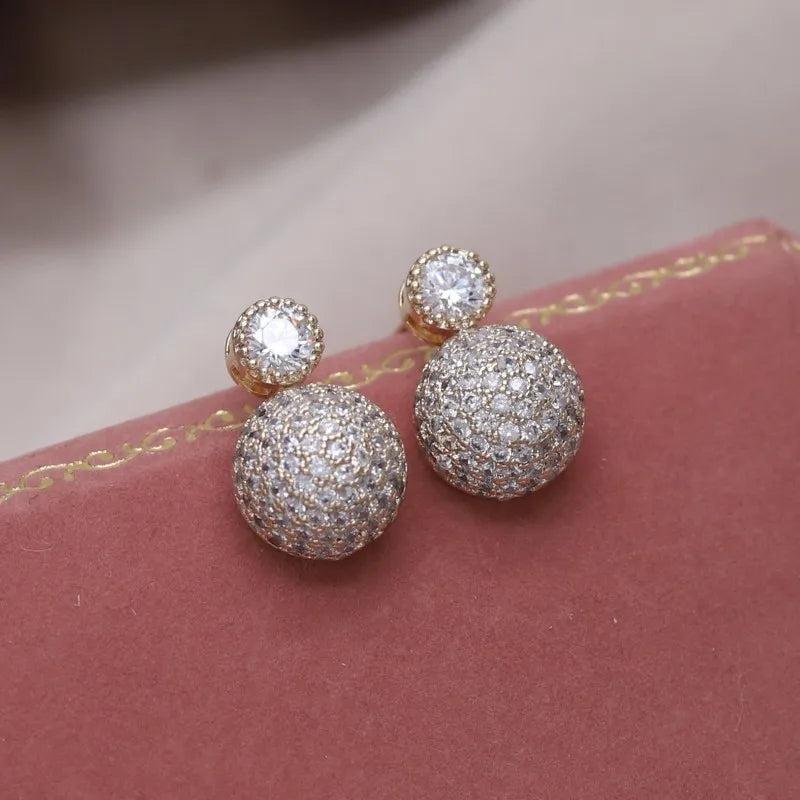 14K Plated Zircon Round Earrings for Women