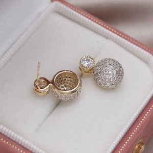 14K Plated Zircon Round Earrings for Women