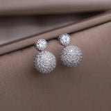 14K Plated Zircon Round Earrings for Women