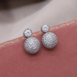 14K Plated Zircon Round Earrings for Women