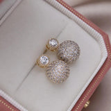 14K Plated Zircon Round Earrings for Women