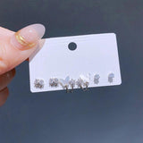Zircon Crystal Butterfly Stud Earrings Set Silver