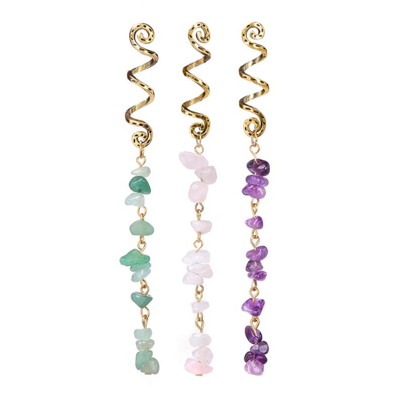 Hexagonal Stone Hair Jewelry Women Braids Crystal Dreadlock Headwear