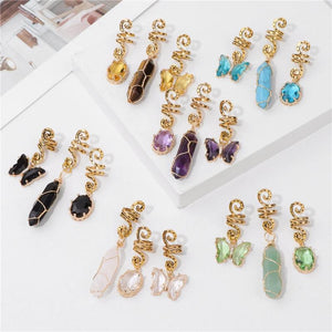 Hexagonal Stone Hair Jewelry Women Braids Crystal Dreadlock Headwear
