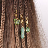 Hexagonal Stone Hair Jewelry Women Braids Crystal Dreadlock Headwear