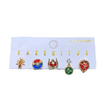 5pcs Cubic Zircon Crystal Stud Earrings for Women Girls Party Gift Jewelry