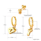 Stainless Steel CZ Crystal Key Lock Earrings Set