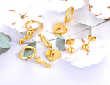 Stainless Steel CZ Crystal Key Lock Earrings Set