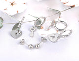 Stainless Steel CZ Crystal Key Lock Earrings Set
