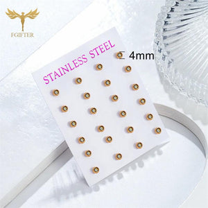 AB Crystal Earrings Set Stainless Steel 12 Pairs Studs Women Jewelry