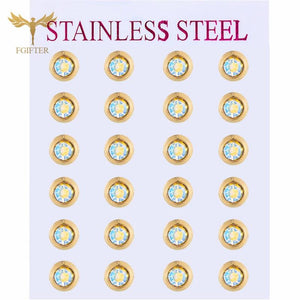 AB Crystal Earrings Set Stainless Steel 12 Pairs Studs Women Jewelry
