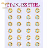 AB Crystal Earrings Set Stainless Steel 12 Pairs Studs Women Jewelry