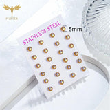 AB Crystal Earrings Set Stainless Steel 12 Pairs Studs Women Jewelry