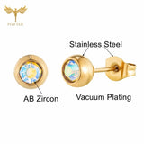 AB Crystal Earrings Set Stainless Steel 12 Pairs Studs Women Jewelry